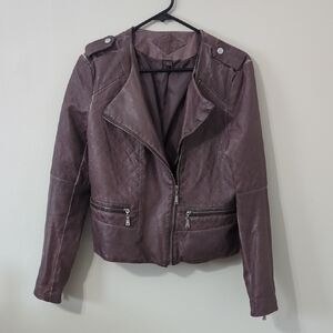 Jou Jou Women's Faux Leather Moto Jacket Women's Large